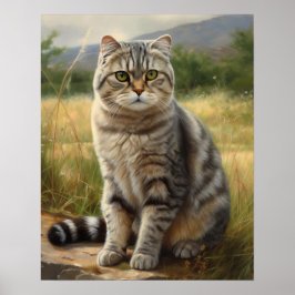 Scottish Fold Cat Art Print Poster