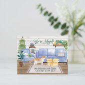 Scottish Fold Cat Cozy New Zuhause AddressA Ankündigungspostkarte (Stehend Vorderseite)