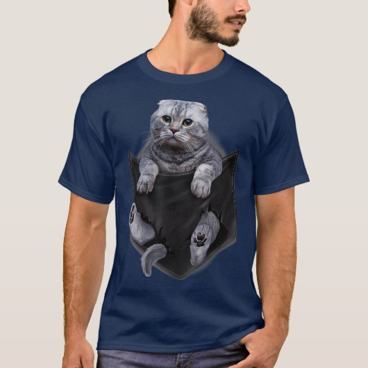 Scottish Fold Cat in Pocket Cats Gifts T-Shirt (Vorderseite)