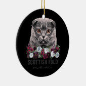 Scottish Fold Cat Mama Floral Keramik Ornament (Rechts)