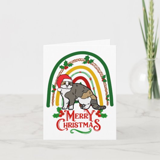 Scottish Fold Cat Merry Christmas Karte (Vorderseite)