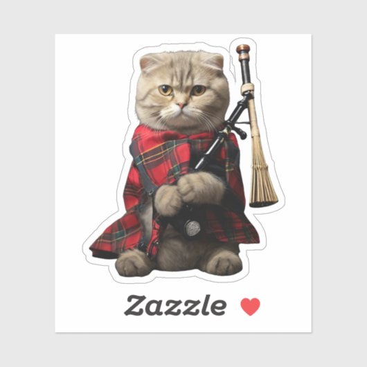 Scottish Fold Cat mit Bagpipe Aufkleber (Blatt)