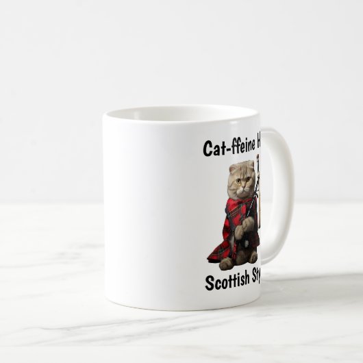 Scottish Fold Cat mit Bagpipe Kaffeetasse (VorderseiteRechts)