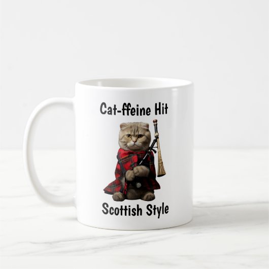 Scottish Fold Cat mit Bagpipe Kaffeetasse (Links)