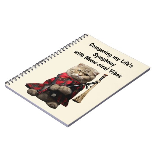 Scottish Fold Cat mit Bagpipe Notizblock (Linke Seite)