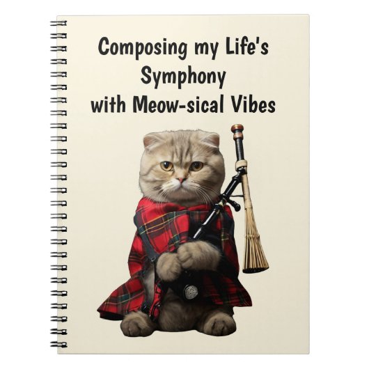 Scottish Fold Cat mit Bagpipe Notizblock (Vorderseite)