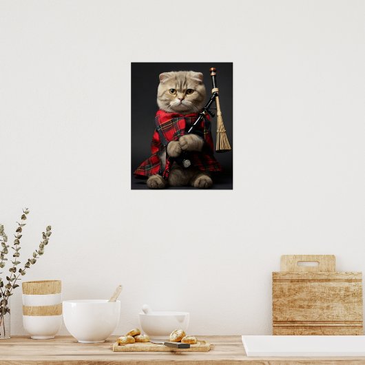 Scottish Fold Cat mit Bagpipe Poster (Küche)
