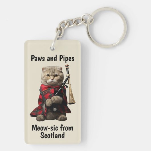 Scottish Fold Cat mit Bagpipe Schlüsselanhänger (Rückseite)