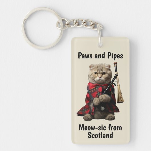 Scottish Fold Cat mit Bagpipe Schlüsselanhänger (Vorderseite)