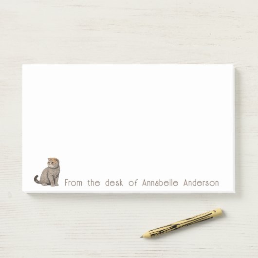 Scottish Fold Cat Personalize Notes Post-it Klebezettel (Auf Schreibtisch)