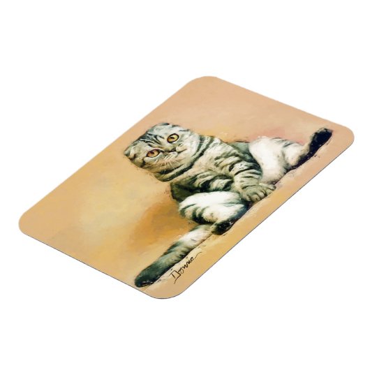 Scottish Fold Cat Sitting Portrait Magnet (Linke Seite)