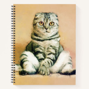 Scottish Fold Cat Sitting Portrait Notizblock