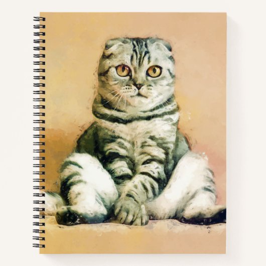 Scottish Fold Cat Sitting Portrait Notizblock (Vorderseite)