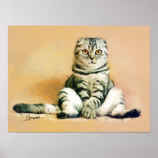 Scottish Fold Cat Sitting Portrait Poster (Vorne)