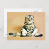 Scottish Fold Cat Sitting Portrait Postkarte (Vorne/Hinten)