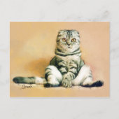 Scottish Fold Cat Sitting Portrait Postkarte (Vorderseite)
