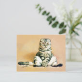 Scottish Fold Cat Sitting Portrait Postkarte (Stehend Vorderseite)