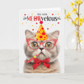 Scottish Fold Cream Cat MEOWvelous Birthday Karte (Gelbe Blume)
