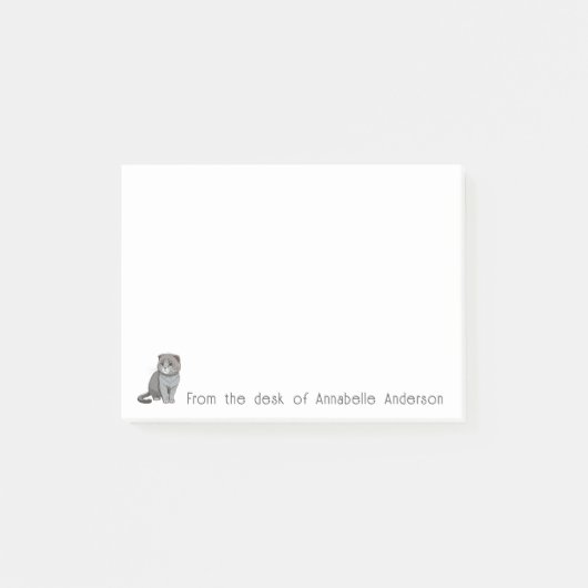 Scottish Fold Gray Cat Personalize Notes Post-it Klebezettel (Vorderseite)
