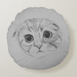 Scottish Fold Kitten Round Pillow Rundes Kissen