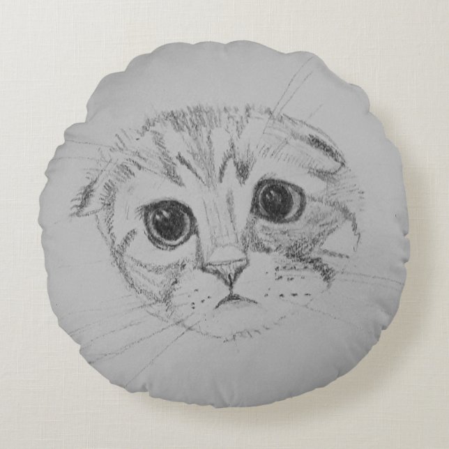 Scottish Fold Kitten Round Pillow Rundes Kissen (Vorderseite)