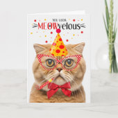 Scottish Fold Orange Cat MEOWvelous Birthday Karte (Vorderseite)