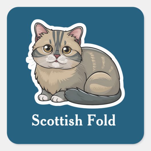 Scottish Fold Quadratischer Aufkleber (Vorderseite)