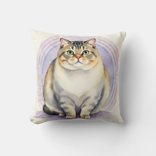 Scottish Fold Wasserfarben-Wellen-Kreis-Kunst Kissen