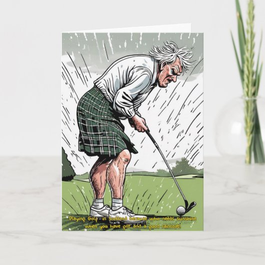Scottish Golfer Golf Card Feiertagskarte (Vorderseite)