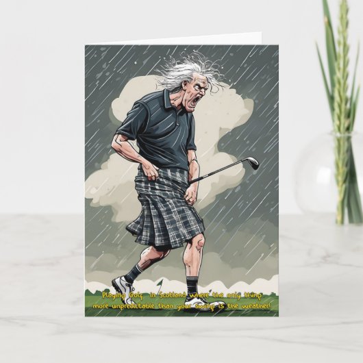 Scottish Golfer Golf Card Feiertagskarte (Vorderseite)