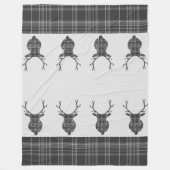 Scottish Gray Tartan Rustic Stag Head Antler Fleecedecke (Vorderseite)