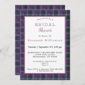 Scottish Green Lila Tartan Brautparty Einladung (Vorne/Hinten)