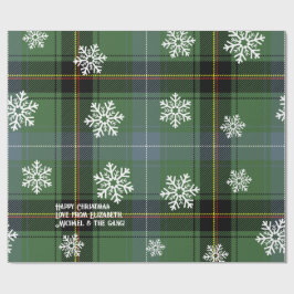 Scottish Green Tartan Snowflake Personalisierte Xm Geschenkpapier