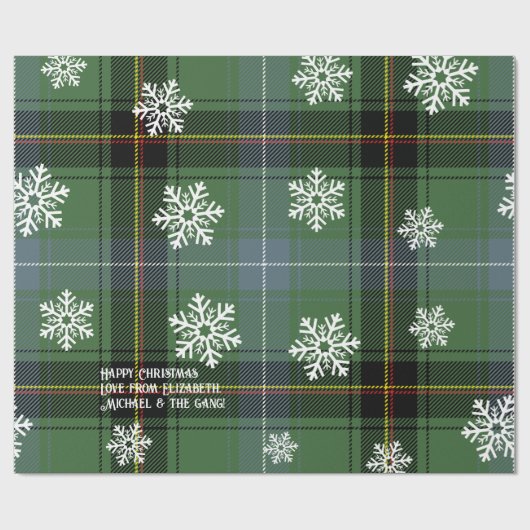 Scottish Green Tartan Snowflake Personalisierte Xm Geschenkpapier (Flach)