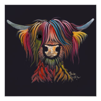 Scottish Hairy Highland Cow ' OLIVER ' Poster