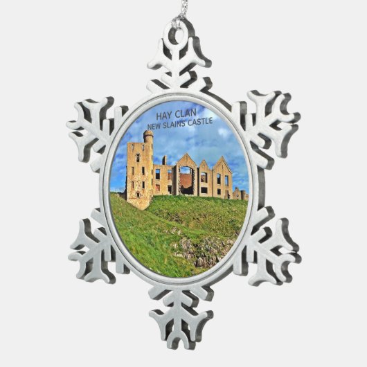 Scottish Hay Clan New Slains Castle Schneeflocken Zinn-Ornament (Rechts)