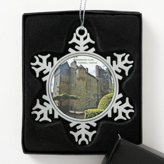 Scottish Henderson Clans Fordell Castle Schneeflocken Zinn-Ornament (Box)