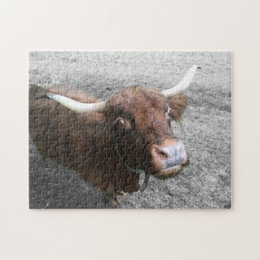 Scottish Highland Cattle Bauer Niedlichen Tiere Puzzle (Horizontal)