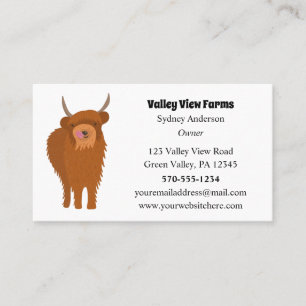 Scottish Highland Cattle Cow Graphic Custom Visitenkarte