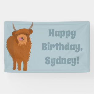 Scottish Highland Cattle Cow Graphic Personalisier Banner