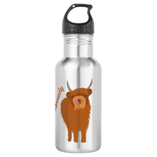 Scottish Highland Cattle Cow Graphic Personalisier Edelstahlflasche