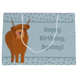 Scottish Highland Cattle Cow Graphic Personalisier Große Geschenktüte