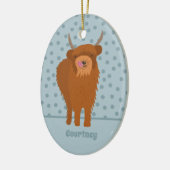 Scottish Highland Cattle Cow Graphic Personalisier Keramik Ornament (Links)