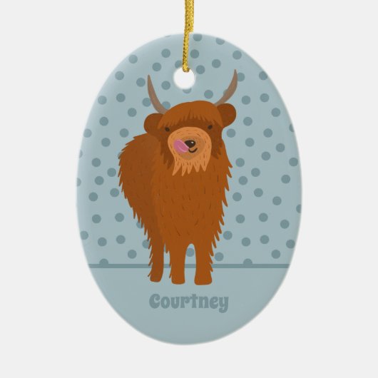Scottish Highland Cattle Cow Graphic Personalisier Keramik Ornament (Vorne)