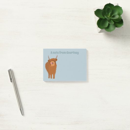 Scottish Highland Cattle Cow Graphic Personalisier Post-it Klebezettel (Büro)