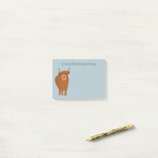 Scottish Highland Cattle Cow Graphic Personalisier Post-it Klebezettel (Auf Schreibtisch)