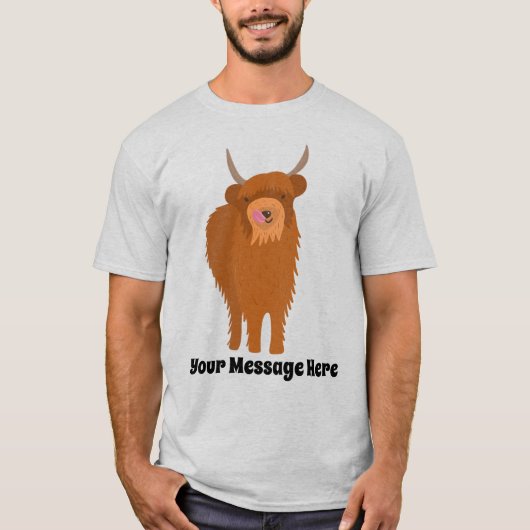 Scottish Highland Cattle Cow Graphic Personalisier T-Shirt (Vorderseite)