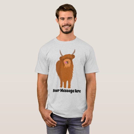 Scottish Highland Cattle Cow Graphic Personalisier T-Shirt (Vorne ganz)