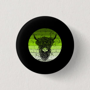Scottish Highland Cattle Retro Button