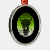 Scottish Highland Cattle Retro Ornament Aus Metall (Rechts)